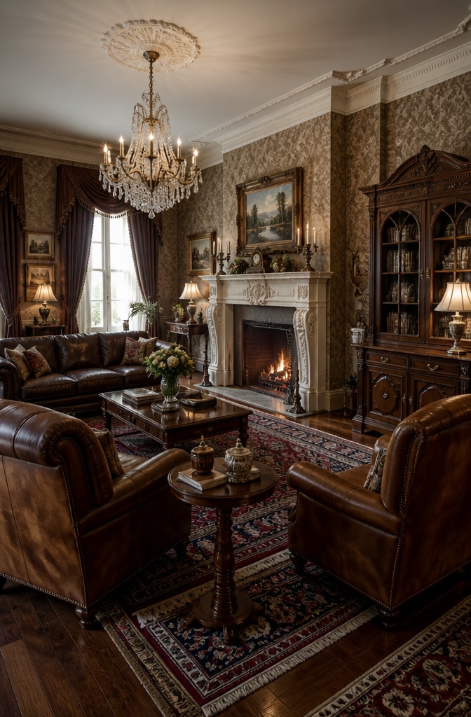 Classic Brown Traditional Living Room