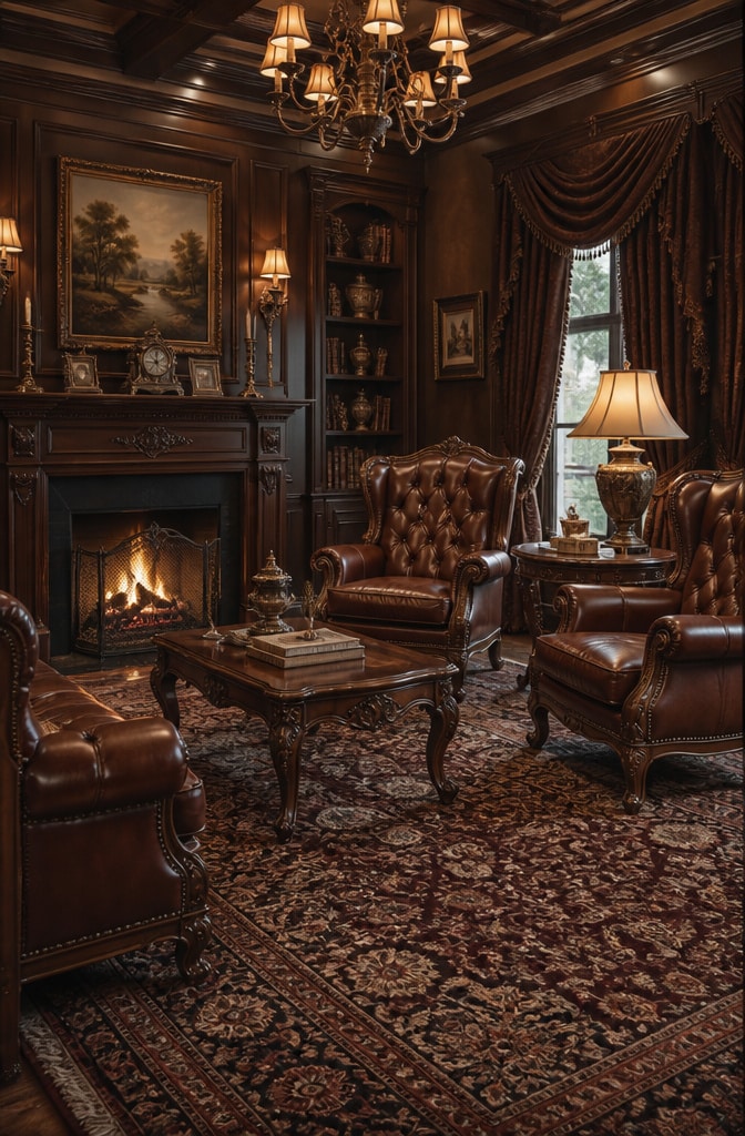 Classic Brown Traditional Living Room