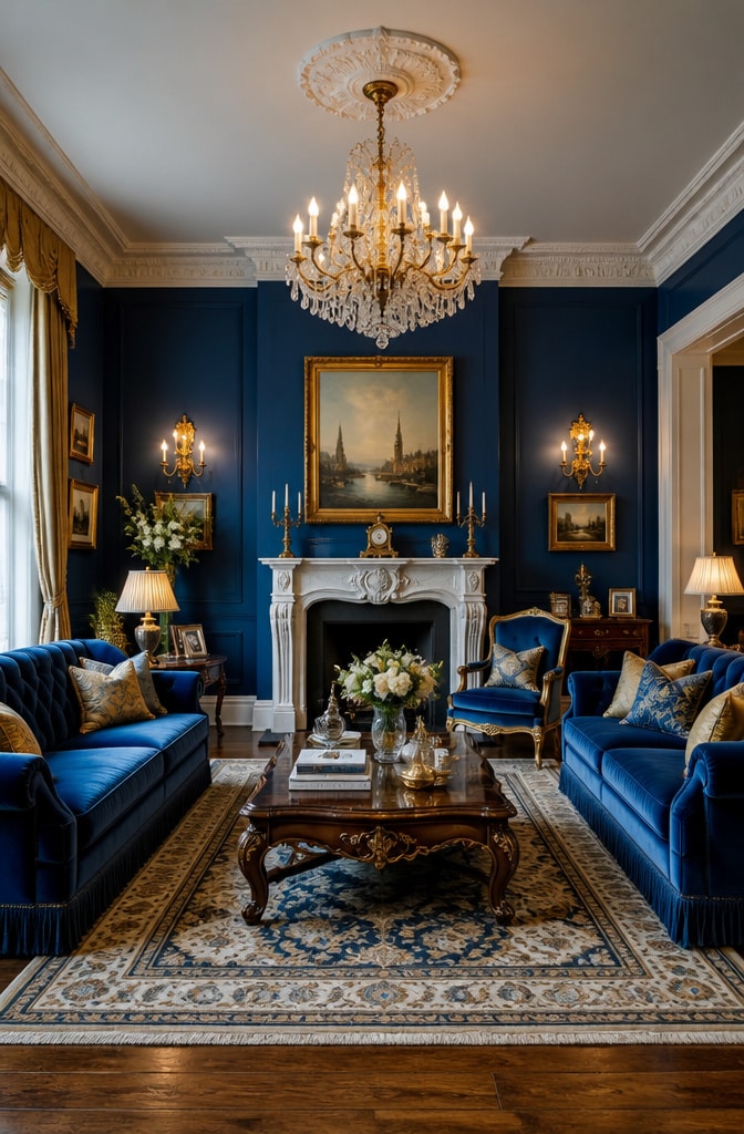 Classic Elegance Blue Living Room