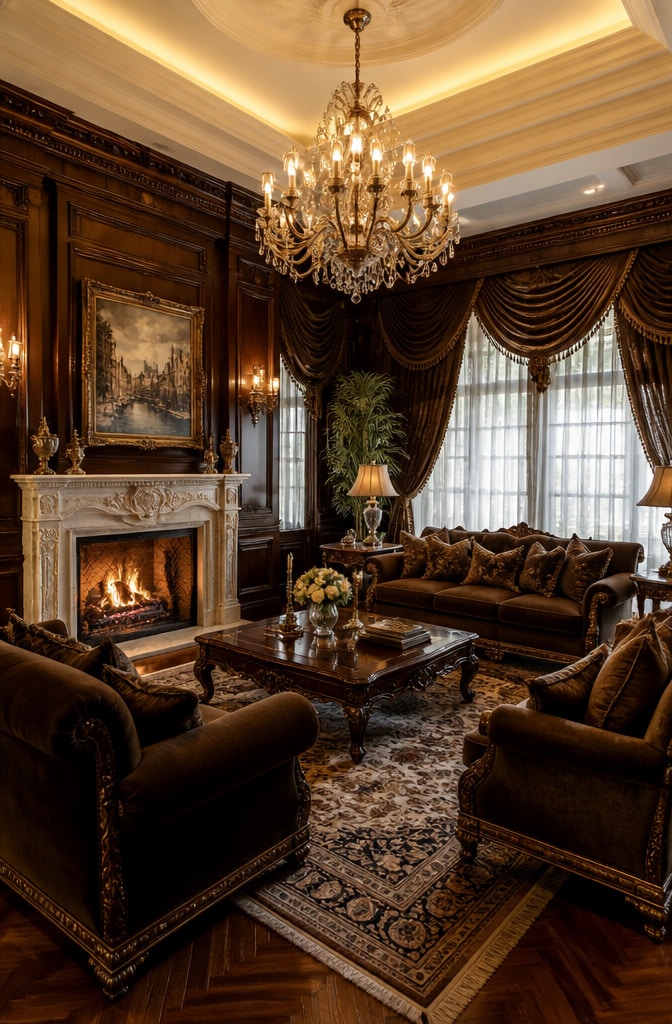 Classic Elegant Brown Living Room