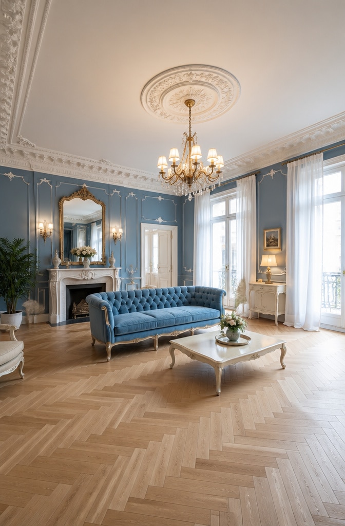 Classic French Blue Elegance Living Room