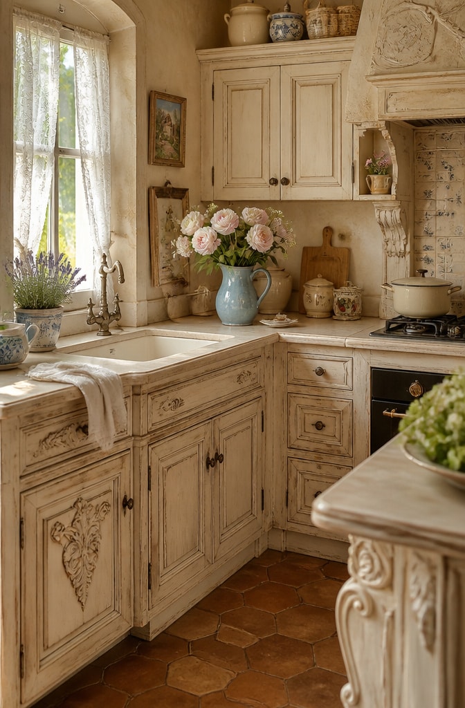 Classic French Country Corner Kitchen Counter