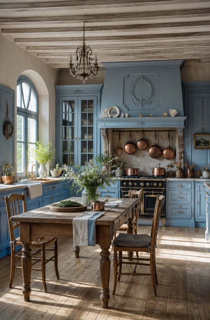 Classic French Country Pastel Blue Kitchen