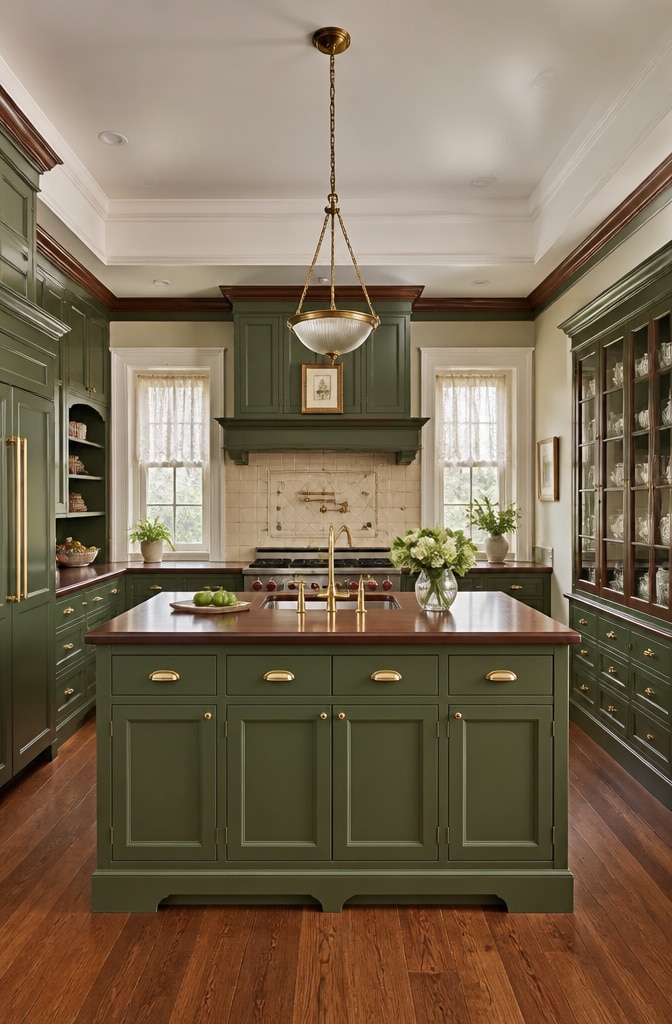 Classic Green and Brown Traditional Kitchen