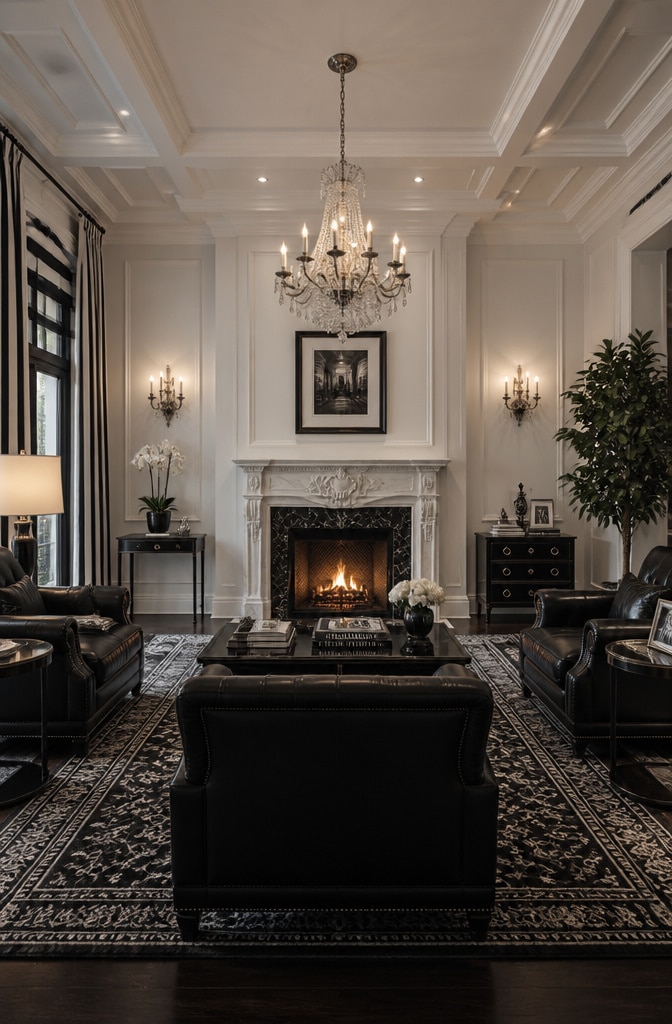Classic Monochrome Elegance Living Room