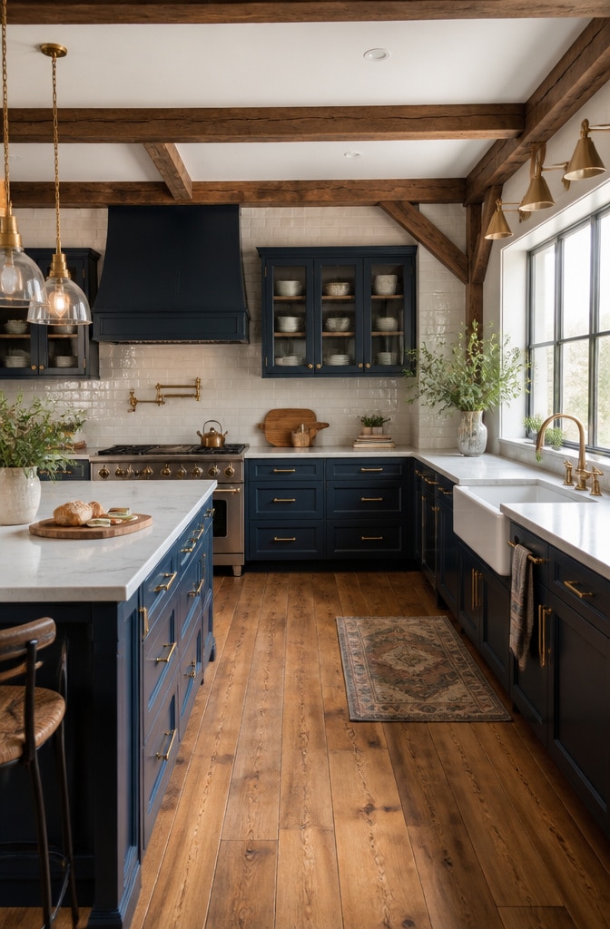 Classic Navy Blue Farmhouse Kitchen