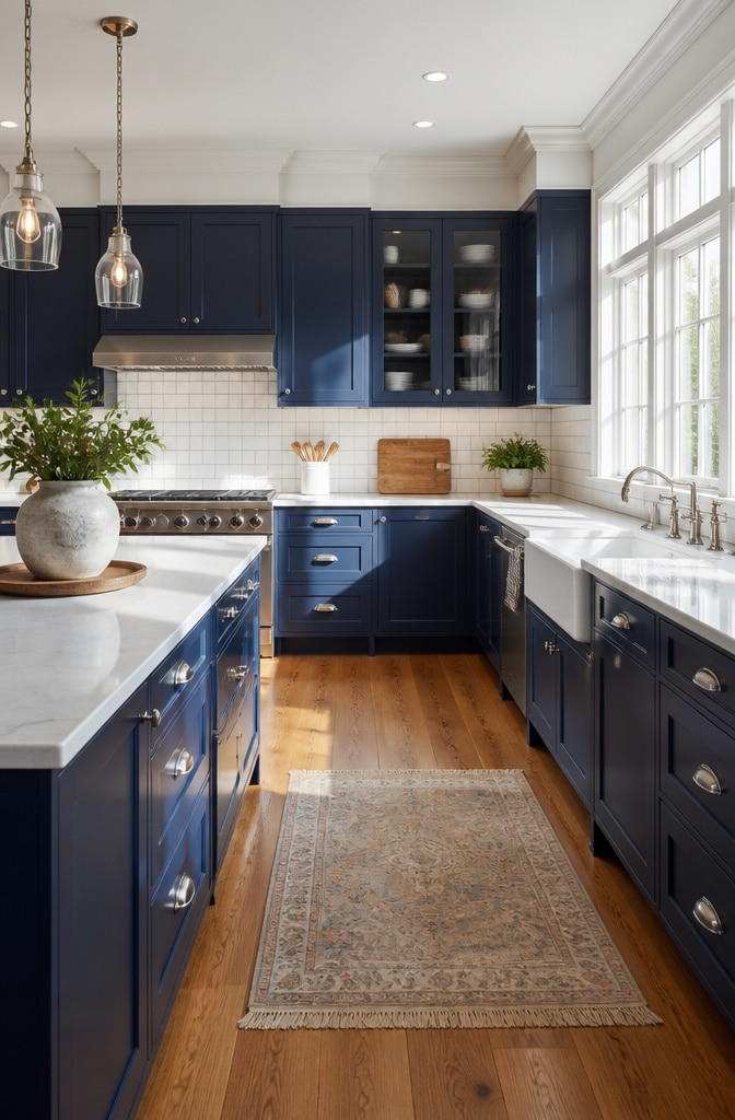 Classic Navy Blue Shaker Cabinets