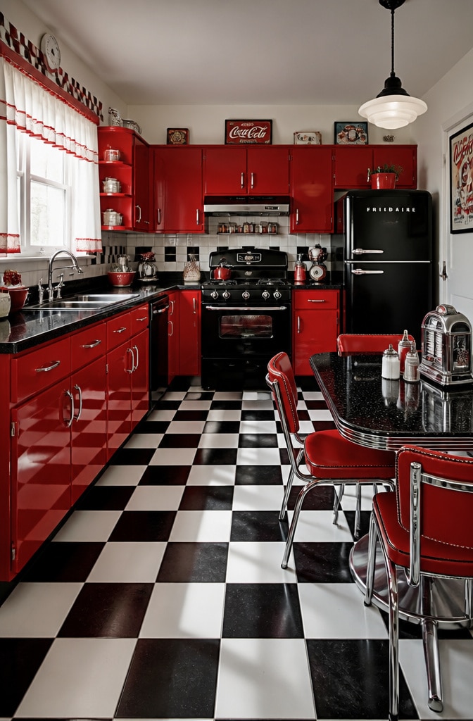 Classic Red and Black Retro Kitchen