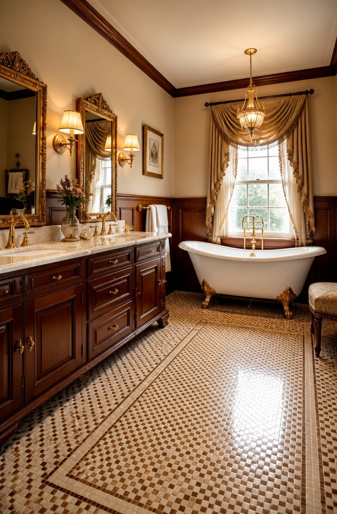 Classic Traditional Brown and Gold Bathroom