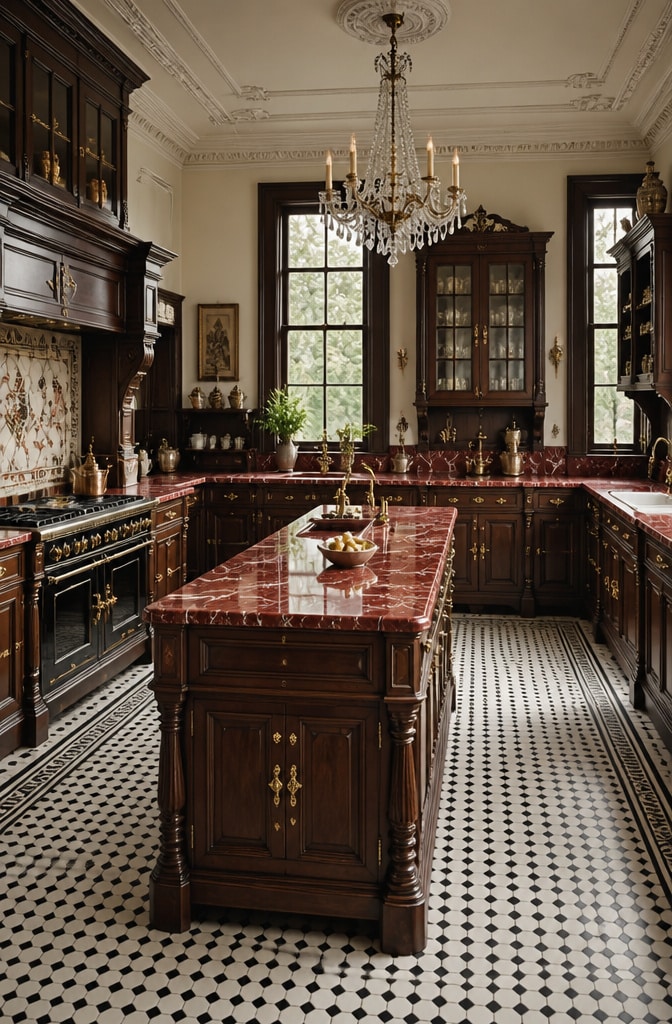 Classic Victorian Red Marble Kitchen