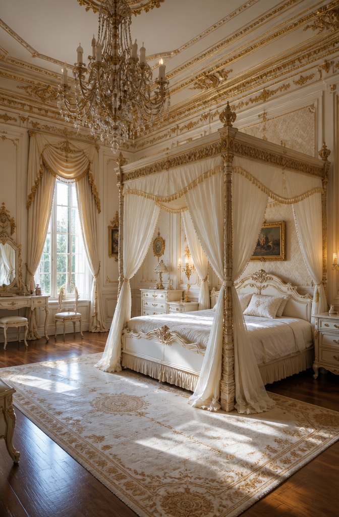 Classic Victorian White and Gold Bedroom