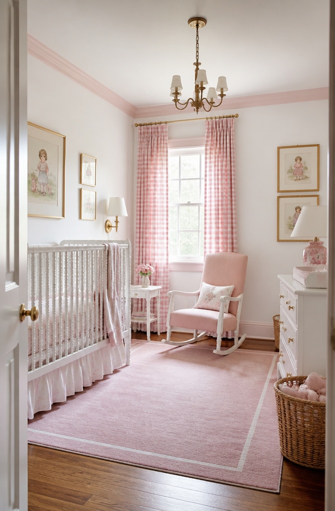 Classic White and Pink Traditional Nursery