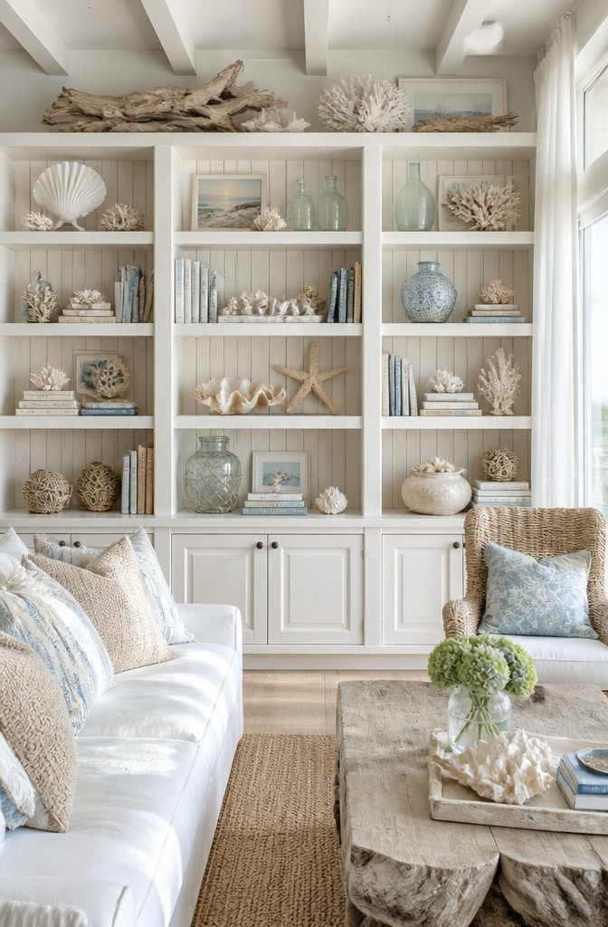 Coastal Beach Vibes Shelf Arrangement