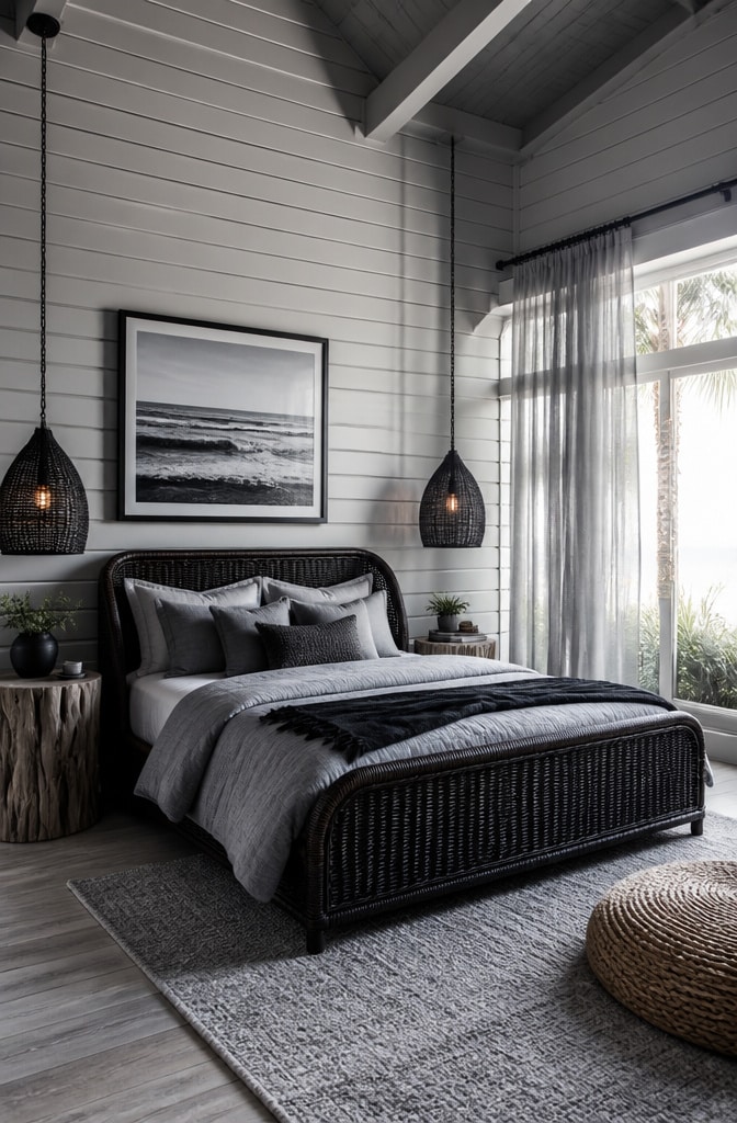 Coastal Black and Grey Bedroom