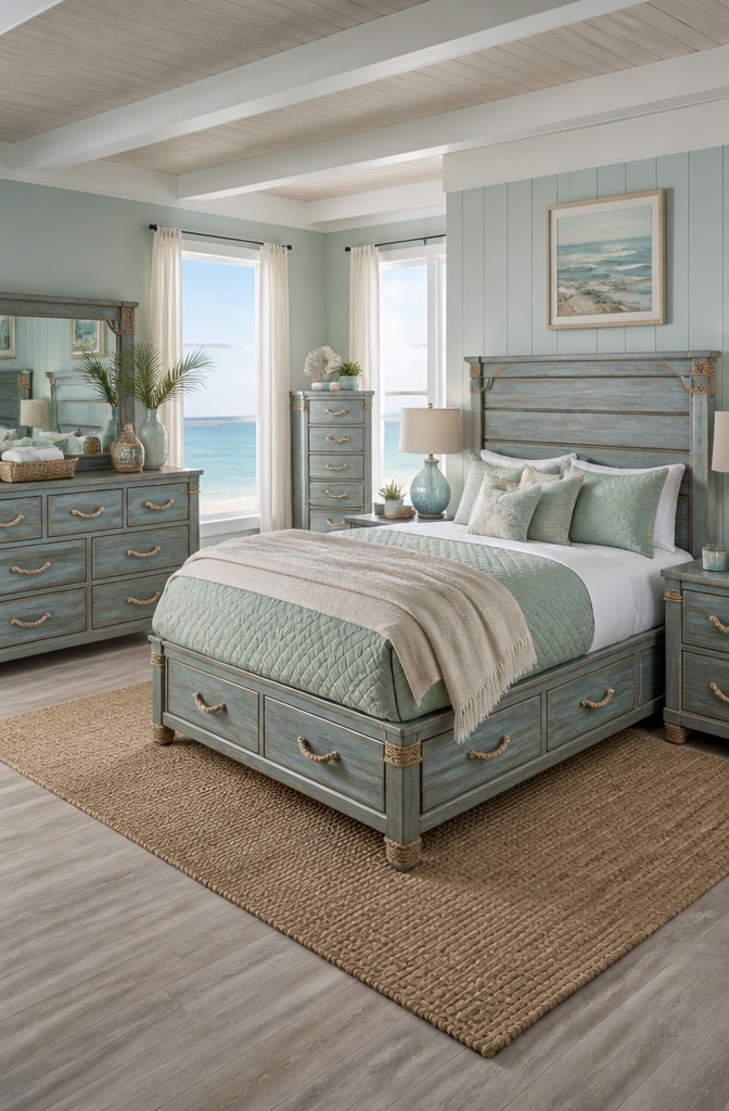 Coastal Blue Beach House Bedroom Furniture
