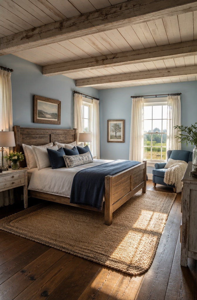 13 Charming Blue Farmhouse Bedroom Ideas to Transform Your Space into a Cozy Retreat