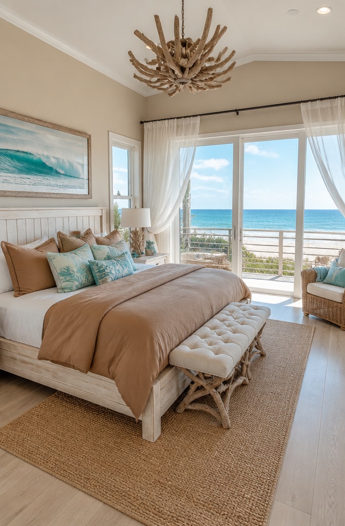 Coastal Brown Comforter Beach House Bedroom