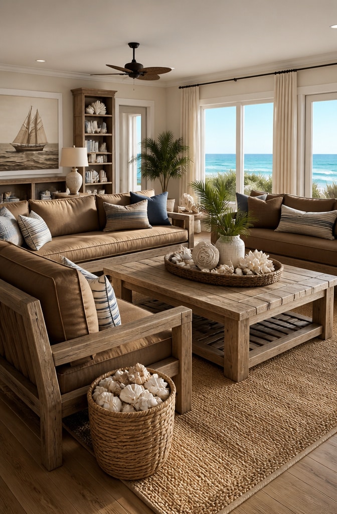 Coastal Brown Nautical Living Room