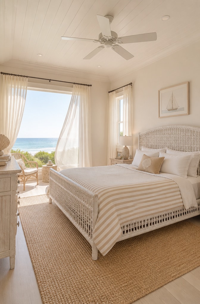 Coastal Cream and White Beach Bedroom