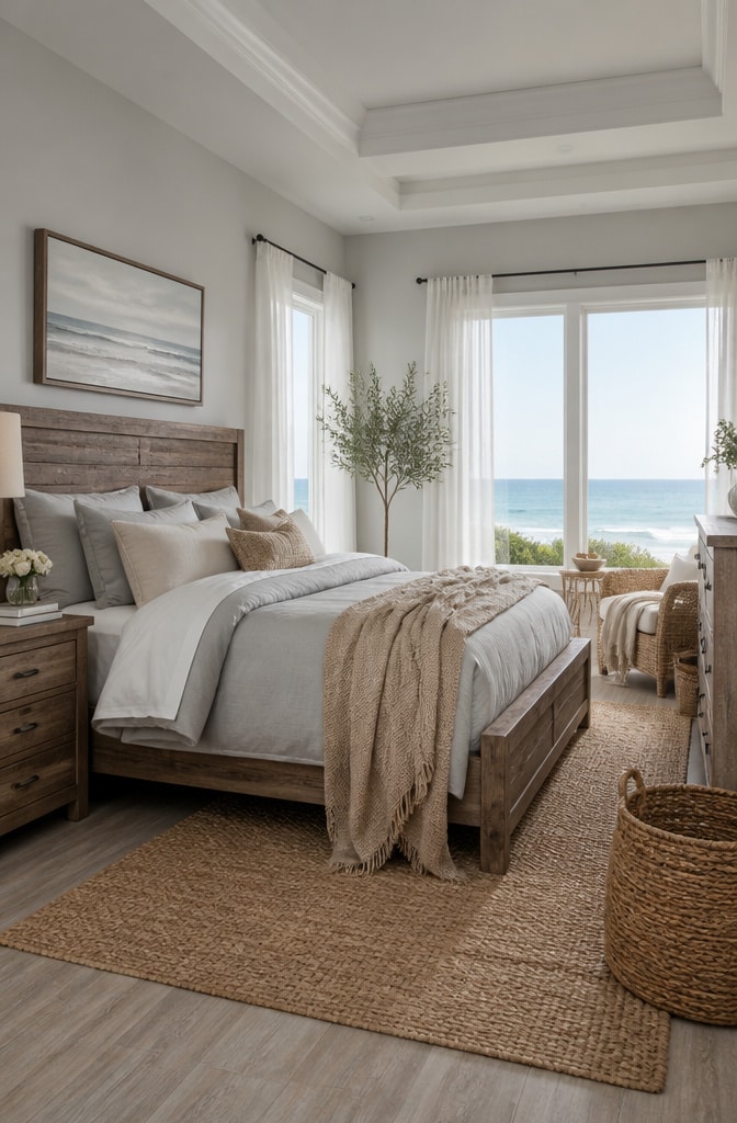 Coastal Grey and Brown Bedroom Retreat