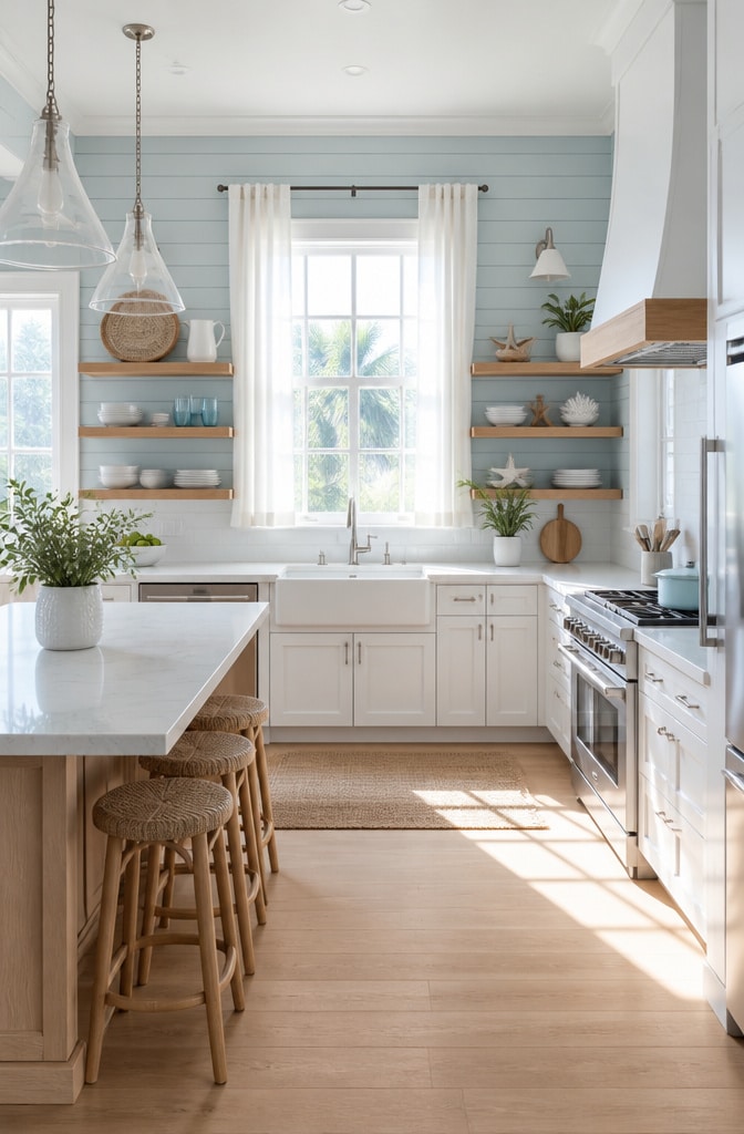 Coastal Light Blue Kitchen Walls