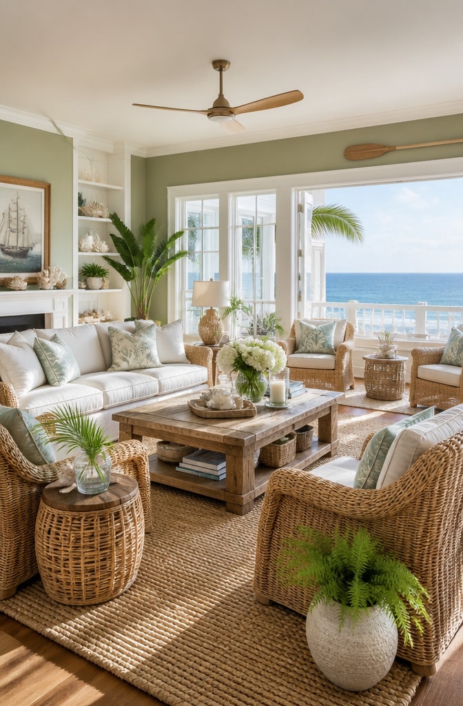 Coastal Sage Green and Driftwood Brown Living Room
