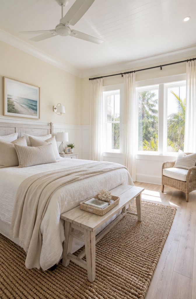 Coastal Vanilla Beach House Bedroom