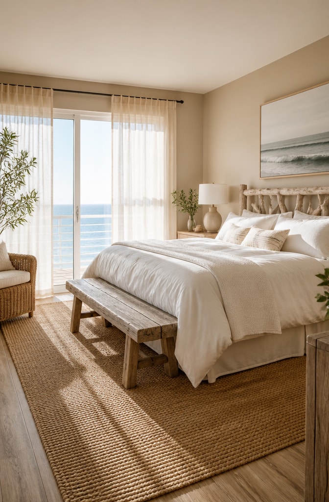 Coastal White Comforter Bedroom