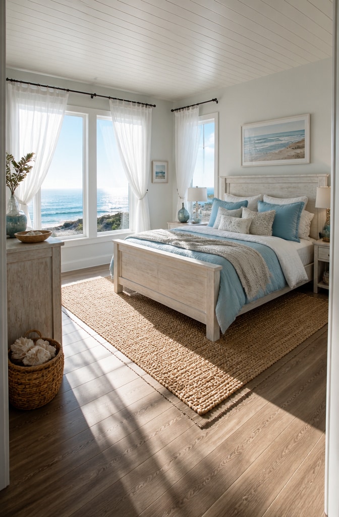 Coastal White Curtains Bedroom Retreat