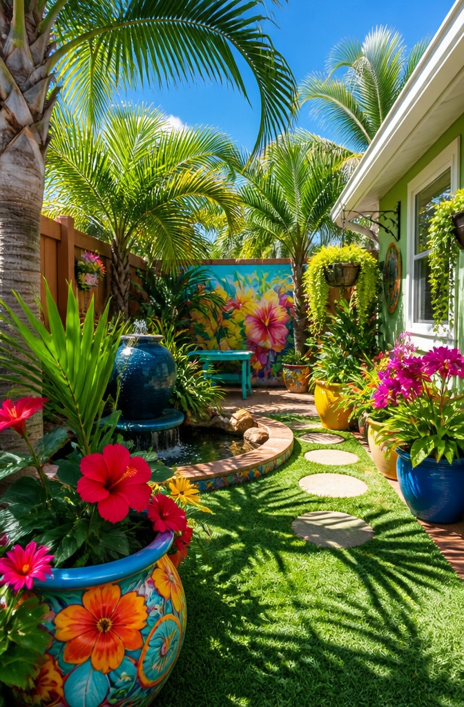 Colorful Tropical Paradise Garden