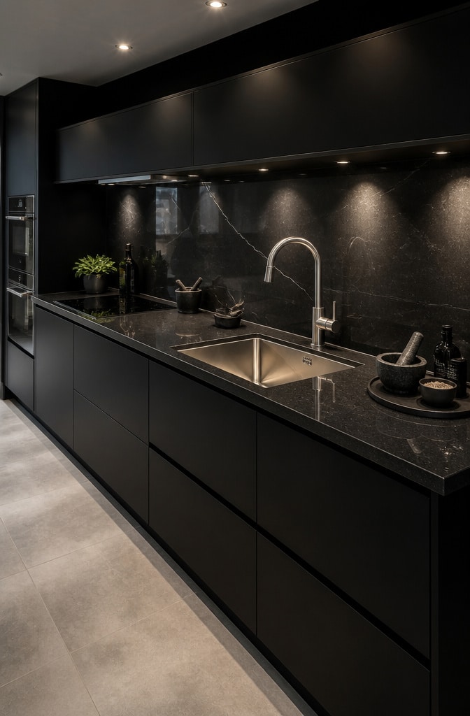 Contemporary Black Quartz Luxe Counter