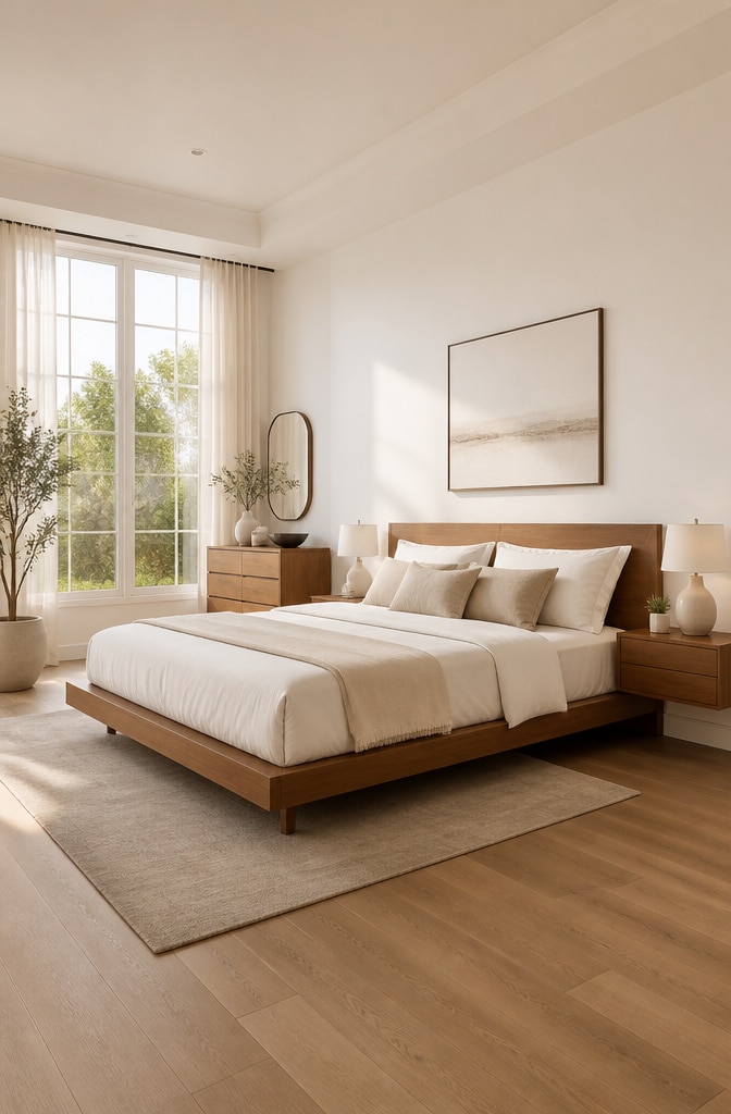 Contemporary Brown Oak Bedroom