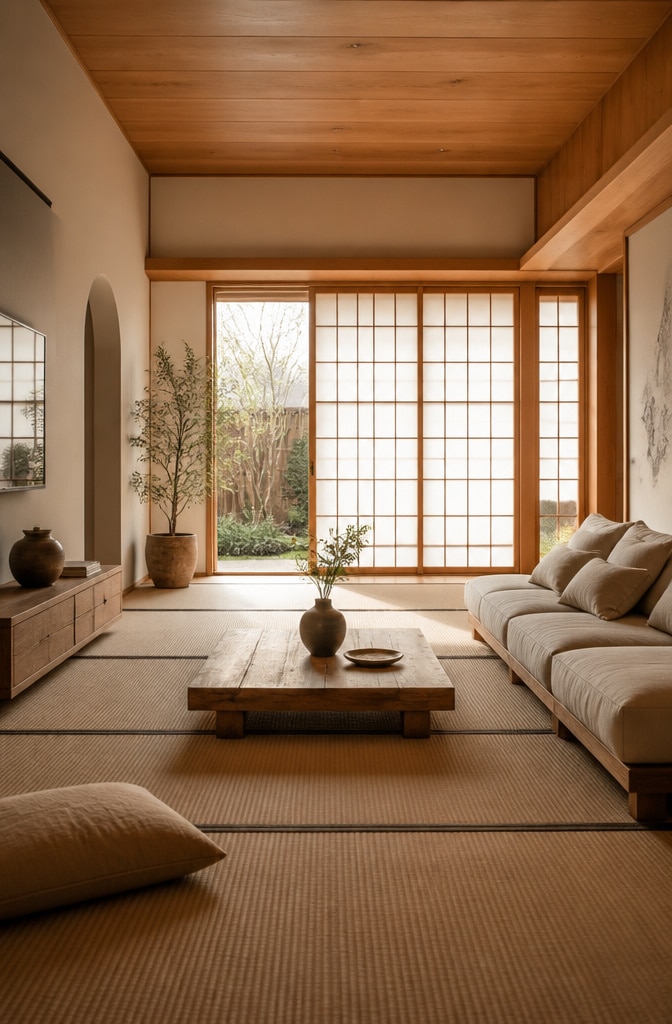 Contemporary Brown Zen Living Room