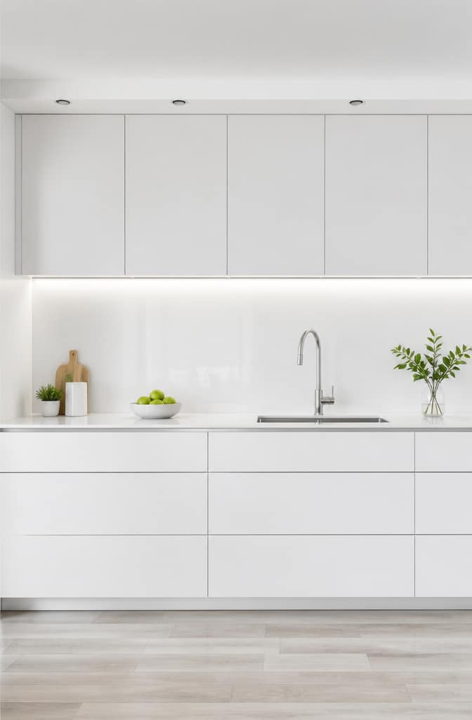 Contemporary Minimalist White Kitchen Counter