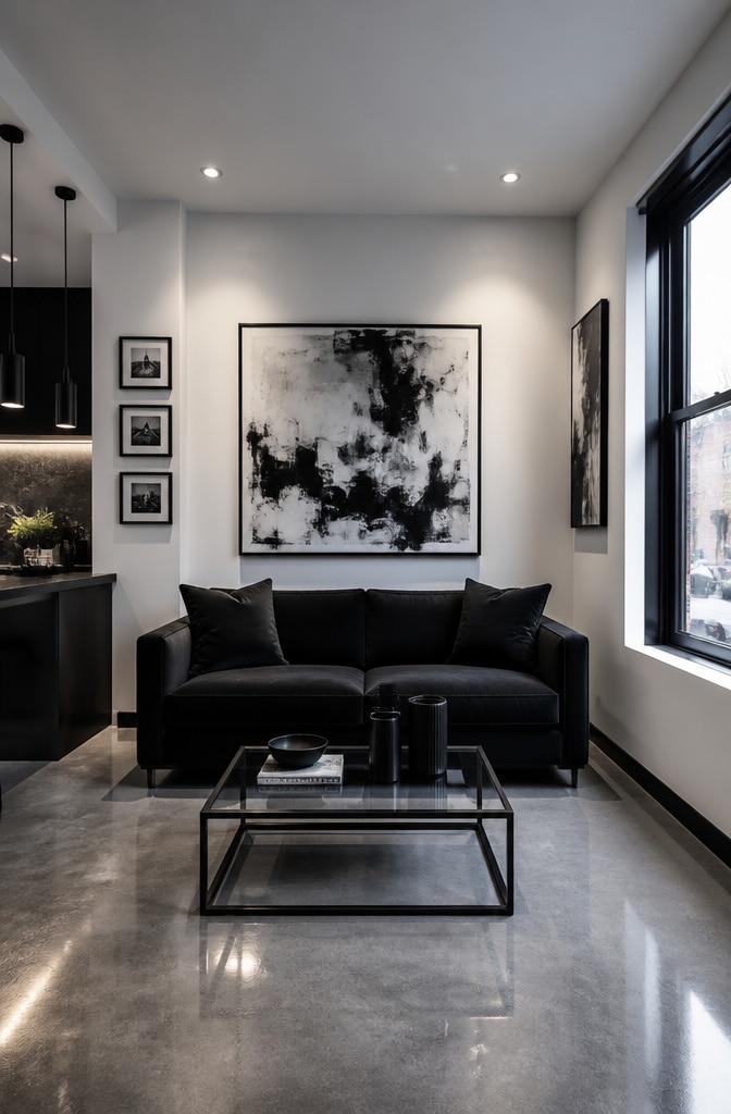Contemporary Monochrome Small Living Room
