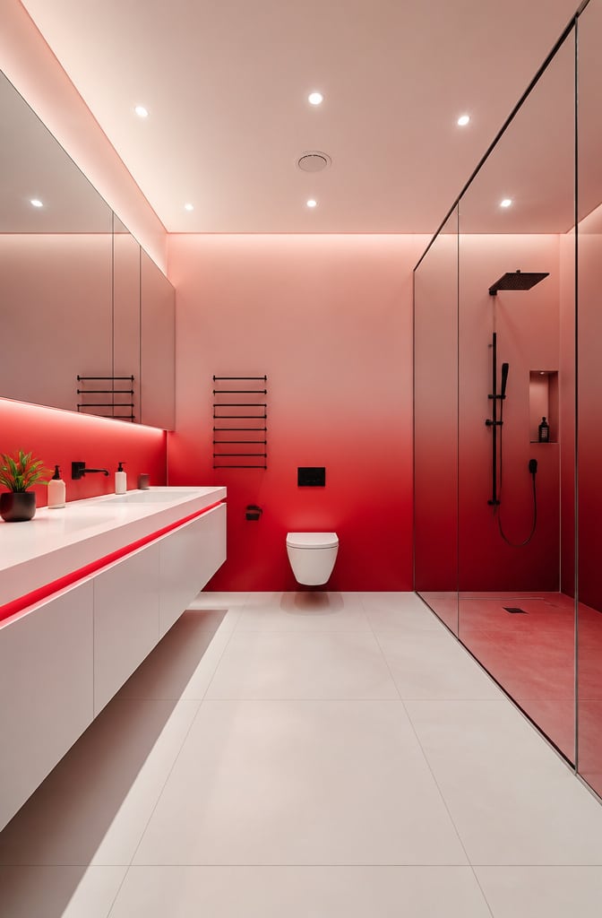 Contemporary Pink and Red Gradient Bathroom