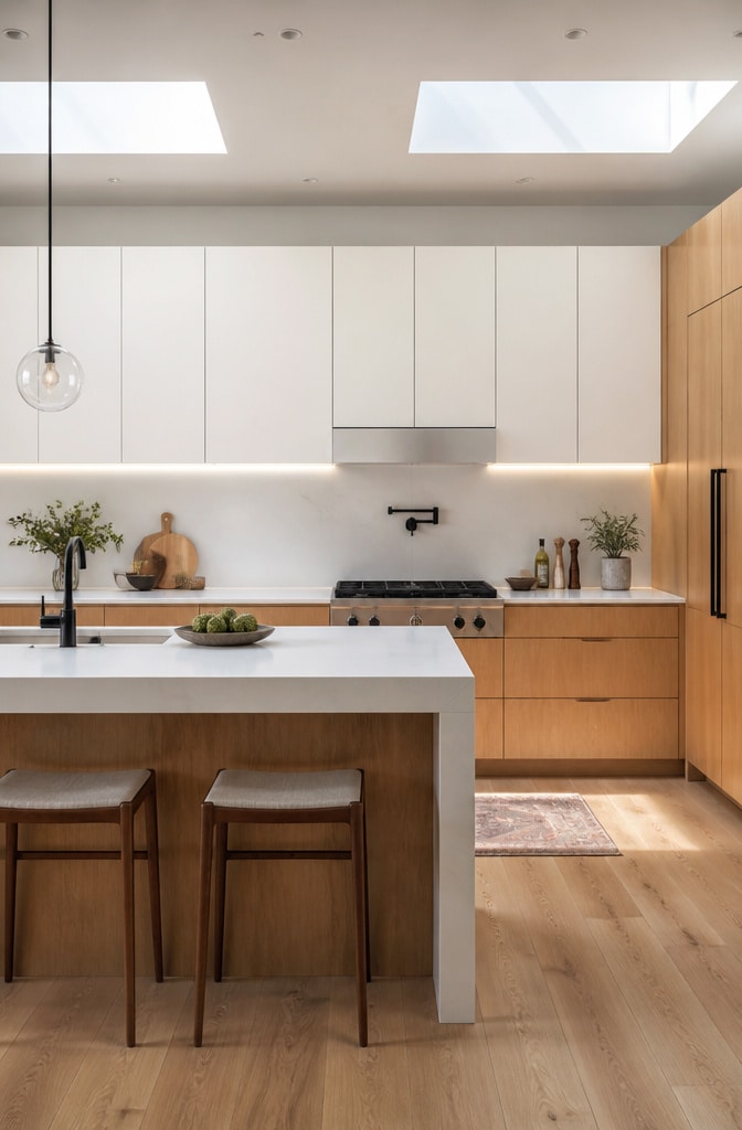 Contemporary Two-Tone Red Oak Cabinets