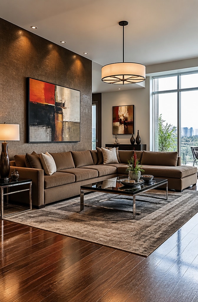 Contemporary Warm Brown Living Room