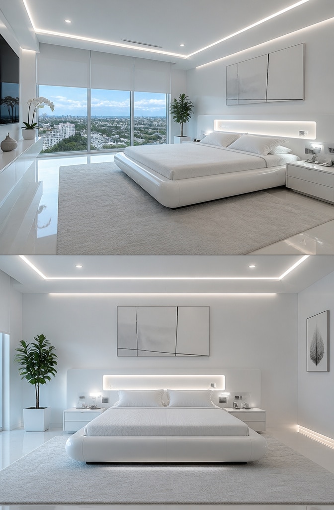 Contemporary White High-Tech Bedroom