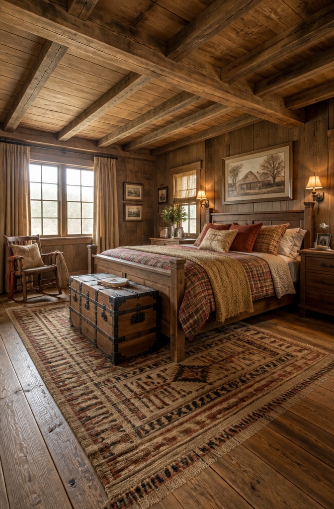Country Farmhouse Bedroom with Warm Earthy Hues