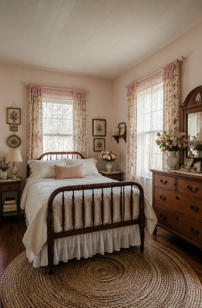 Cozy Cottage White Comforter Bedroom