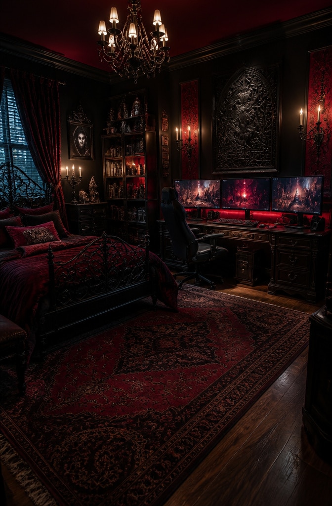 Dark Gothic Gamer Girl Lair