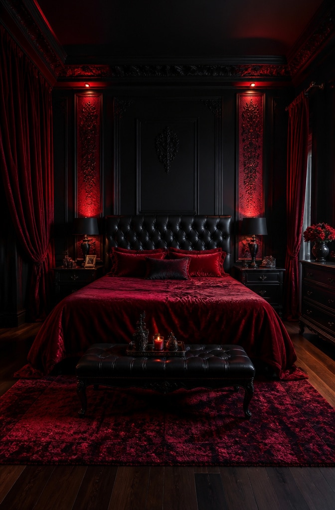 Dark Romantic Red and Black Bedroom