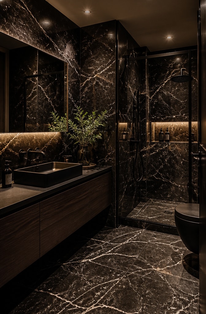 Dramatic Black Marble Bathroom Retreat