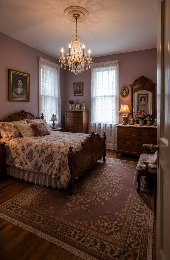 Dusky Mauve Vintage Bedroom