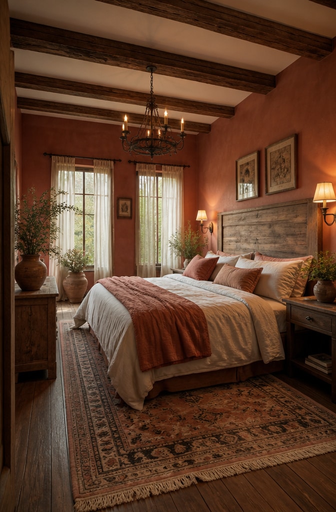 Earthy Terracotta Farmhouse Bedroom Warmth