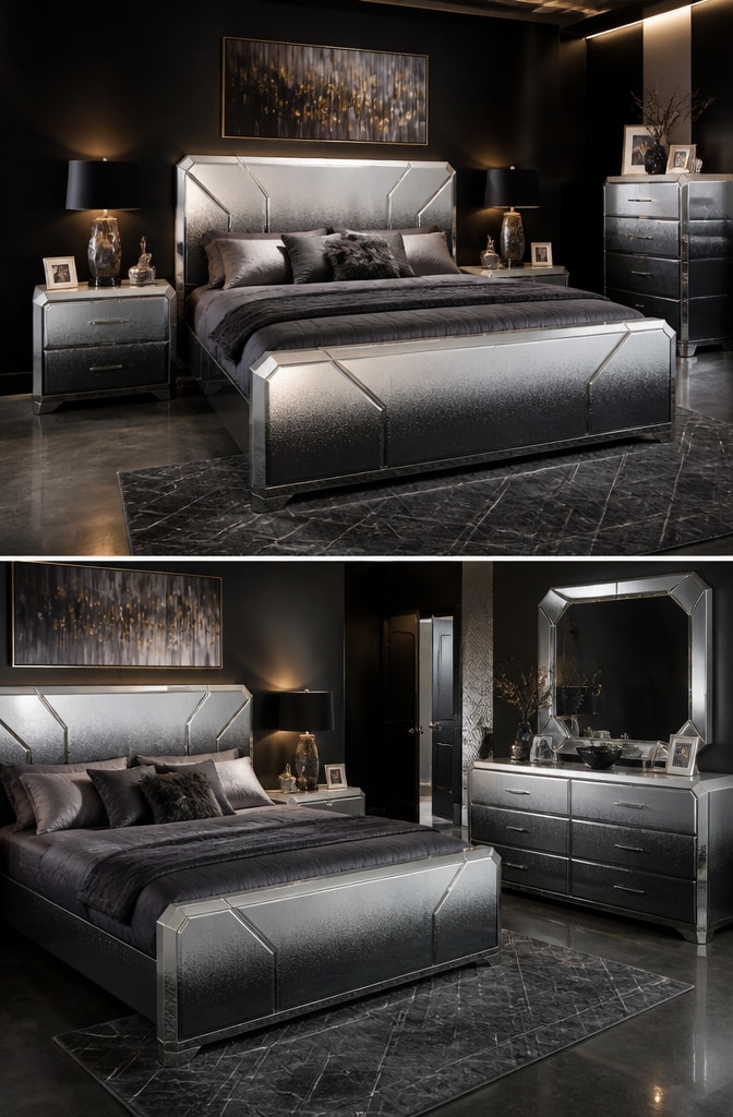 Eclectic Metallic Ombre Bedroom Furniture