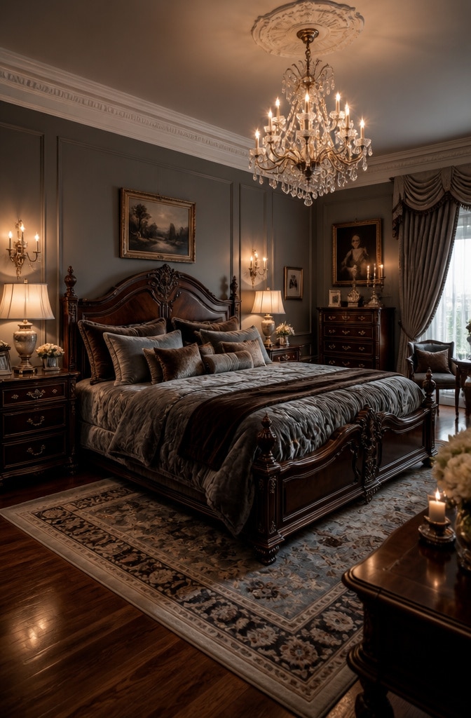 Elegant Classic Grey and Brown Bedroom