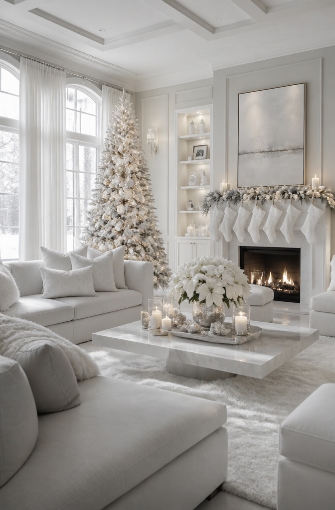 Elegant Monochrome Neutral Christmas Living Room