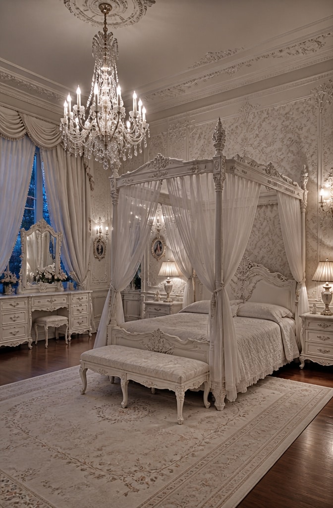 Elegant White Victorian Bedroom